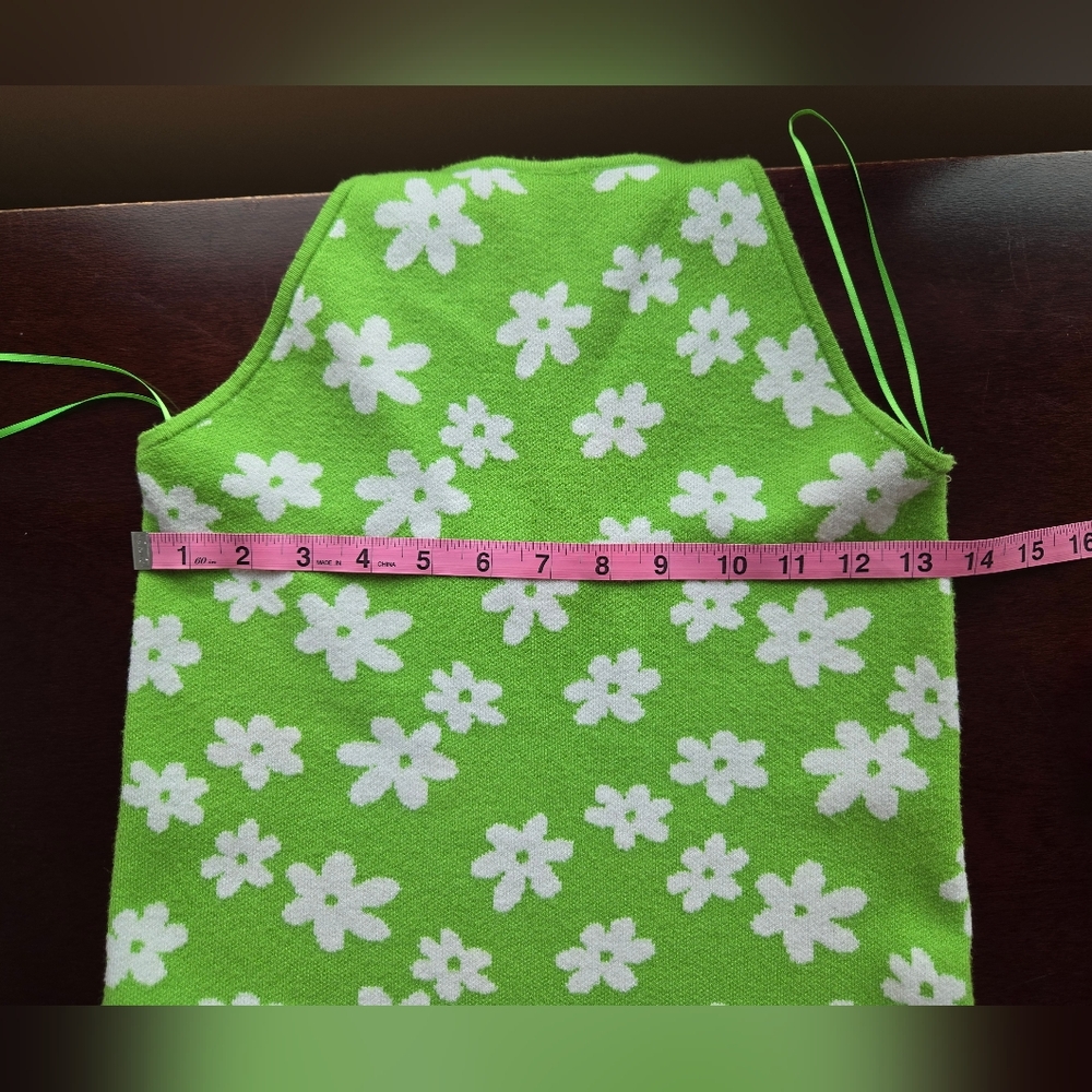 L.A. Hearts PacSun Lime Green Floral Knit Dress Halter Neck Small - Picture 6 of 6